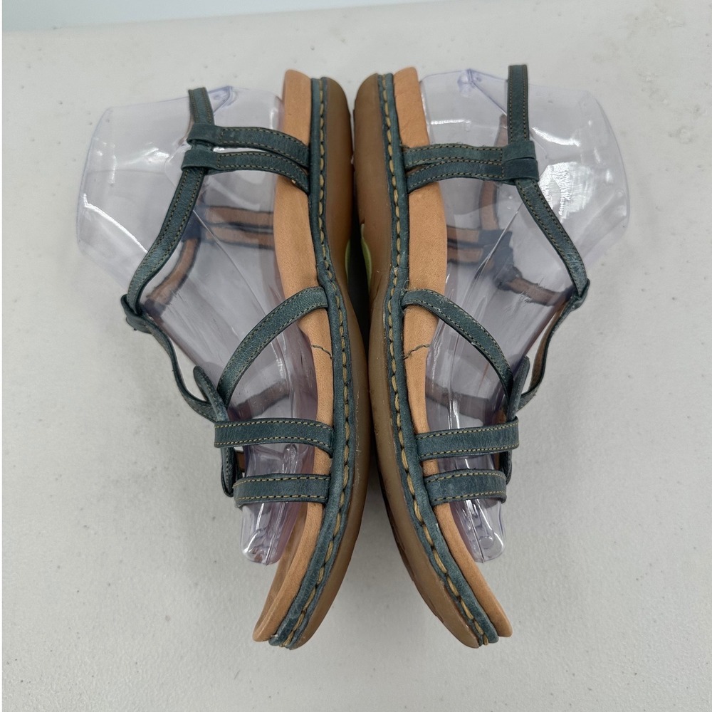 Born Teal Blue Leather Strappy Gladiator Sandals Women 8 M W41820 Flat Boho - Picture 3 of 8